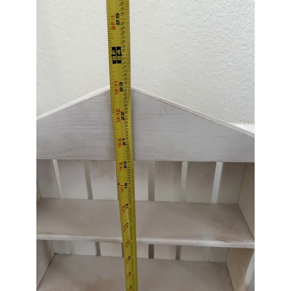 Vintage White Wood House Shaped Trinket Minature Display Shelf Grannycore 23x15